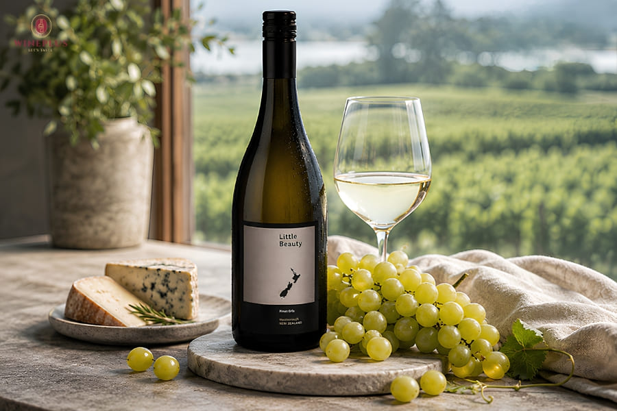 TOP 10+ chai rượu vang trắng ngon, dễ uống đáng thử nhất 2026 2 Little-Beauty-Sauvignon-Blanc-mang-huong-chanh-day-buoi-hong-va-do-chua-tuoi-dac-trung-cua-Marlborough