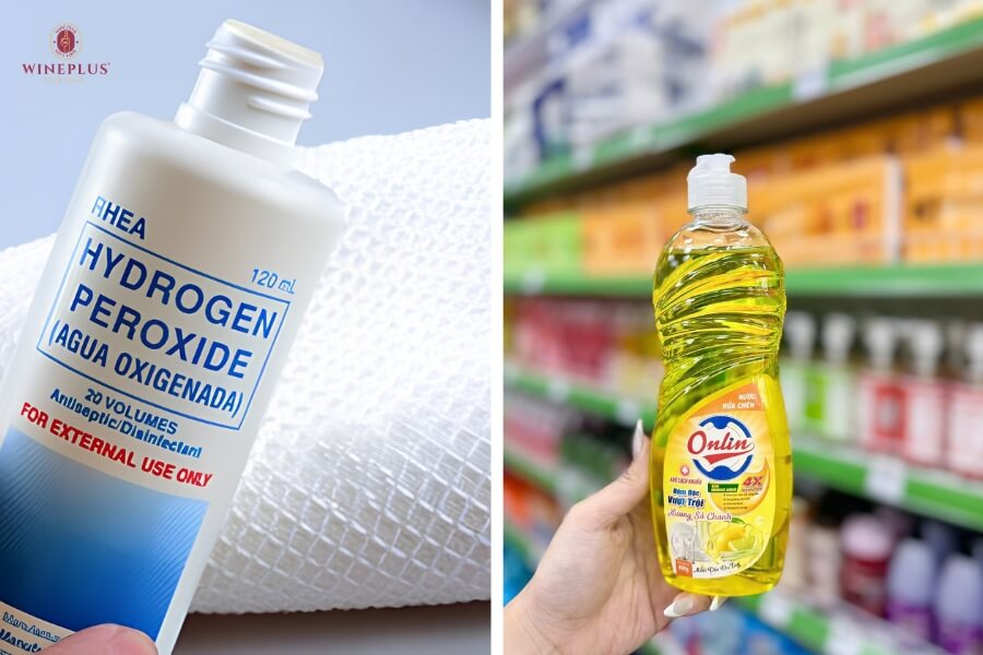 Hướng dẫn 8+ cách tẩy rượu vang trên áo trắng CỰC ĐƠN GIẢN & HIỆU QUẢ 5 oxy-gia-va-nuoc-rua-chen-tay-ruou-vang